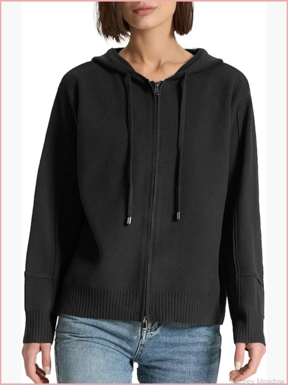 Full Zip Up Hoodie Soft Knit Sweater Drawstring Long Sleeve Casual Oversized